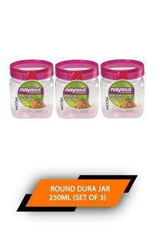 Nayasa Round Dura Jar 250ml (set Of 3)